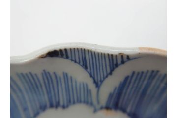 江戸後期　伊万里　線描き　約14cm　4.5寸　上品な大輪の牡丹が目を引くなます皿2枚セット(花、小皿、和皿、四寸五分、和食器)(R-078252)