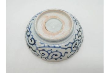 江戸後期　伊万里　線描き　約14cm　4.5寸　上品な大輪の牡丹が目を引くなます皿2枚セット(花、小皿、和皿、四寸五分、和食器)(R-078252)