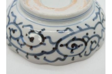 江戸後期　伊万里　線描き　約14cm　4.5寸　上品な大輪の牡丹が目を引くなます皿2枚セット(花、小皿、和皿、四寸五分、和食器)(R-078252)
