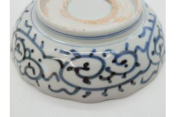 江戸後期　伊万里　線描き　約14cm　4.5寸　上品な大輪の牡丹が目を引くなます皿2枚セット(花、小皿、和皿、四寸五分、和食器)(R-078252)