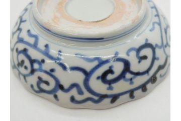 江戸後期　伊万里　線描き　約14cm　4.5寸　上品な大輪の牡丹が目を引くなます皿2枚セット(花、小皿、和皿、四寸五分、和食器)(R-078252)