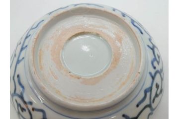 江戸後期　伊万里　線描き　約14cm　4.5寸　上品な大輪の牡丹が目を引くなます皿2枚セット(花、小皿、和皿、四寸五分、和食器)(R-078252)
