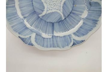 江戸後期　伊万里　線描き　約14cm　4.5寸　上品な大輪の牡丹が目を引くなます皿2枚セット(花、小皿、和皿、四寸五分、和食器)(R-078252)