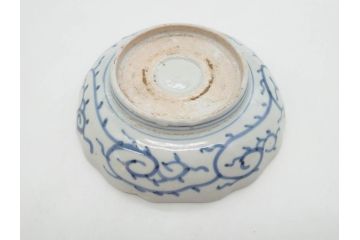 江戸後期　伊万里　線描き　約14cm　4.5寸　上品な大輪の牡丹が目を引くなます皿2枚セット(花、小皿、和皿、四寸五分、和食器)(R-078252)