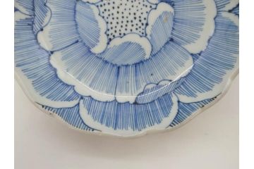 江戸後期　伊万里　線描き　約14cm　4.5寸　上品な大輪の牡丹が目を引くなます皿2枚セット(花、小皿、和皿、四寸五分、和食器)(R-078253)