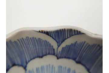江戸後期　伊万里　線描き　約14cm　4.5寸　上品な大輪の牡丹が目を引くなます皿2枚セット(花、小皿、和皿、四寸五分、和食器)(R-078253)