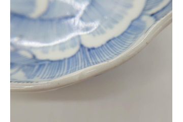 江戸後期　伊万里　線描き　約14cm　4.5寸　上品な大輪の牡丹が目を引くなます皿2枚セット(花、小皿、和皿、四寸五分、和食器)(R-078253)
