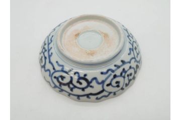 江戸後期　伊万里　線描き　約14cm　4.5寸　上品な大輪の牡丹が目を引くなます皿2枚セット(花、小皿、和皿、四寸五分、和食器)(R-078253)