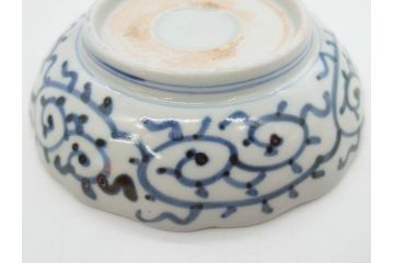 江戸後期　伊万里　線描き　約14cm　4.5寸　上品な大輪の牡丹が目を引くなます皿2枚セット(花、小皿、和皿、四寸五分、和食器)(R-078253)