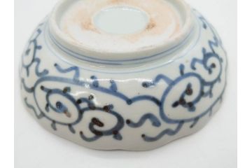 江戸後期　伊万里　線描き　約14cm　4.5寸　上品な大輪の牡丹が目を引くなます皿2枚セット(花、小皿、和皿、四寸五分、和食器)(R-078253)