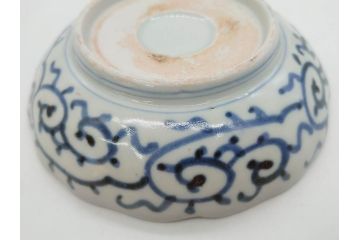 江戸後期　伊万里　線描き　約14cm　4.5寸　上品な大輪の牡丹が目を引くなます皿2枚セット(花、小皿、和皿、四寸五分、和食器)(R-078253)