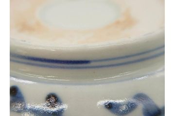 江戸後期　伊万里　線描き　約14cm　4.5寸　上品な大輪の牡丹が目を引くなます皿2枚セット(花、小皿、和皿、四寸五分、和食器)(R-078253)