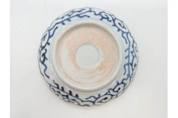 江戸後期　伊万里　線描き　約14cm　4.5寸　上品な大輪の牡丹が目を引くなます皿2枚セット(花、小皿、和皿、四寸五分、和食器)(R-078253)