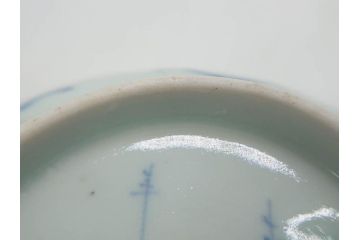 江戸後期　古伊万里　成化年製　微塵唐草文染付　約11cm　3.5寸　繊細な線描きが見事な小皿3枚セット(みじんからくさ、和皿、和食器、三寸五分)(R-078254)