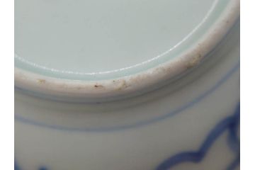 江戸後期　古伊万里　成化年製　微塵唐草文染付　約11cm　3.5寸　繊細な線描きが見事な小皿3枚セット(みじんからくさ、和皿、和食器、三寸五分)(R-078254)
