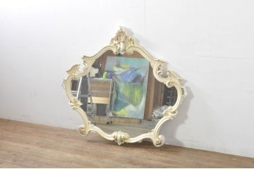 中古　イタリア　SILIK(シリック)　ロココ調　上品な雰囲気のウォールミラー(壁掛け鏡、店舗什器)(R-078265)