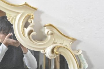 中古　イタリア　SILIK(シリック)　ロココ調　上品な雰囲気のウォールミラー(壁掛け鏡、店舗什器)(R-078265)