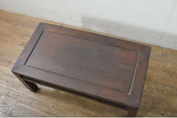 和製アンティーク　明治〜大正　総紫檀(シタン)材　深い色合いが美しい時代物の小振りな座卓(ローテーブル、センターテーブル、文机、座机、リビングテーブル)(R-078273)