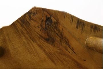 中古　民芸家具　木の温もりを感じられる栃の木(トチノキ)一枚板の重厚なスツール(花台、飾り台、サイドテーブル、板座チェア、椅子、イス)(R-078274)
