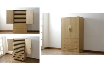 中古　未使用　展示品　伝統桐工芸品　加茂　イシモク社　凛とした佇まいが魅力的な総桐箪笥(並厚、総桐たんす、着物箪笥、引き出し、和たんす、衣装箪笥)(定価約55万円)(R-078285)