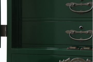 中古　美品!!　二本松工藝館　田中家具　個性的でモダンな佇まいの両開き戸付きチェスト(サイドチェスト、和タンス、整理箪笥、収納箪笥、引き出し、観音箪笥、衣装箪笥)(定価約65万円)(R-078287)