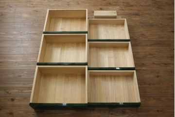 中古　美品!!　二本松工藝館　田中家具　個性的でモダンな佇まいの両開き戸付きチェスト(サイドチェスト、和タンス、整理箪笥、収納箪笥、引き出し、観音箪笥、衣装箪笥)(定価約65万円)(R-078287)