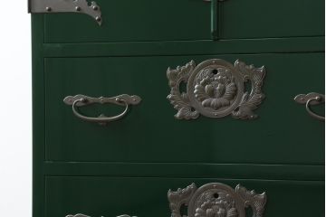 中古　美品!!　二本松工藝館　田中家具　個性的でモダンな佇まいの両開き戸付きチェスト(サイドチェスト、和タンス、整理箪笥、収納箪笥、引き出し、観音箪笥、衣装箪笥)(定価約65万円)(R-078287)