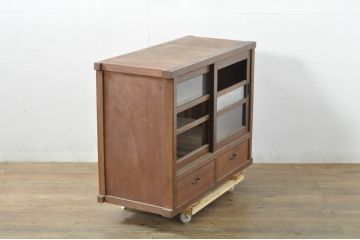 和製アンティーク　どこか懐かしいレトロな雰囲気の関東水屋箪笥サイドボード(食器棚、サイドキャビネット、収納棚、戸棚、テレビ台、テレビボード、店舗什器)(R-078296)