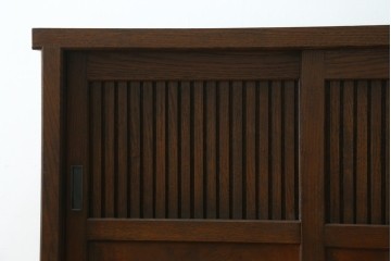 和製アンティーク　格子引き戸が粋な関東水屋箪笥キャビネット　(R-078297)