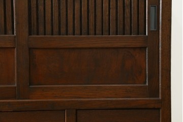 和製アンティーク　格子引き戸が粋な関東水屋箪笥キャビネット　(R-078297)