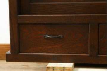 和製アンティーク　格子引き戸が粋な関東水屋箪笥キャビネット　(R-078297)