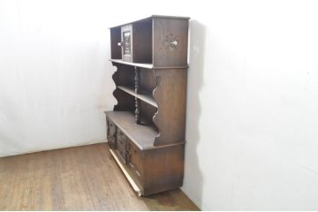 中古　美品　永田良介商店　使い勝手のよい収納と美しいデザインを兼ね備えたキャビネット(収納棚、戸棚、カップボード、食器棚)(R-078301)
