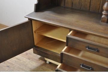 中古　美品　永田良介商店　使い勝手のよい収納と美しいデザインを兼ね備えたキャビネット(収納棚、戸棚、カップボード、食器棚)(R-078301)