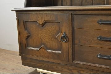 中古　美品　永田良介商店　使い勝手のよい収納と美しいデザインを兼ね備えたキャビネット(収納棚、戸棚、カップボード、食器棚)(R-078301)