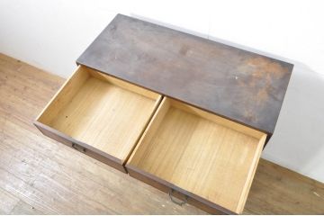 和製アンティーク　上手物!!　高級品　指物工芸家具　前面桑材　内部桐材　独特の木目を楽しめる収納箪笥(指物箪笥、整理箪笥、和たんす、時代箪笥、収納棚、戸棚)(R-078308)