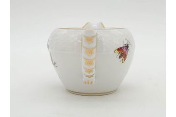 ヘレンド　ハンガリー　HEREND HVNGARY　「ロスチャイルド・バード」649/RO　「フルーツコンポジション」1253/CFR　「ヴィクトリア・ブーケ」　華やかな絵が美しいクリーマー・プレート・ジャム/マーマレード3点セット(金彩、鳥、蝶、花、果物、変形皿、洋食器)(R-078334)　　