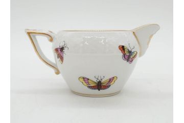 ヘレンド　ハンガリー　HEREND HVNGARY　「ロスチャイルド・バード」649/RO　「フルーツコンポジション」1253/CFR　「ヴィクトリア・ブーケ」　華やかな絵が美しいクリーマー・プレート・ジャム/マーマレード3点セット(金彩、鳥、蝶、花、果物、変形皿、洋食器)(R-078334)　　