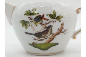 ヘレンド　ハンガリー　HEREND HVNGARY　「ロスチャイルド・バード」649/RO　「フルーツコンポジション」1253/CFR　「ヴィクトリア・ブーケ」　華やかな絵が美しいクリーマー・プレート・ジャム/マーマレード3点セット(金彩、鳥、蝶、花、果物、変形皿、洋食器)(R-078334)　　