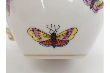 ヘレンド　ハンガリー　HEREND HVNGARY　「ロスチャイルド・バード」649/RO　「フルーツコンポジション」1253/CFR　「ヴィクトリア・ブーケ」　華やかな絵が美しいクリーマー・プレート・ジャム/マーマレード3点セット(金彩、鳥、蝶、花、果物、変形皿、洋食器)(R-078334)　　