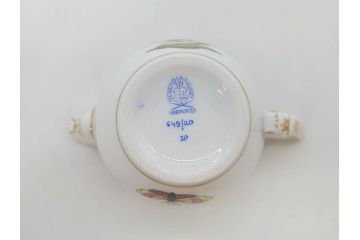 ヘレンド　ハンガリー　HEREND HVNGARY　「ロスチャイルド・バード」649/RO　「フルーツコンポジション」1253/CFR　「ヴィクトリア・ブーケ」　華やかな絵が美しいクリーマー・プレート・ジャム/マーマレード3点セット(金彩、鳥、蝶、花、果物、変形皿、洋食器)(R-078334)　　