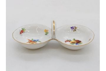 ヘレンド　ハンガリー　HEREND HVNGARY　「ロスチャイルド・バード」649/RO　「フルーツコンポジション」1253/CFR　「ヴィクトリア・ブーケ」　華やかな絵が美しいクリーマー・プレート・ジャム/マーマレード3点セット(金彩、鳥、蝶、花、果物、変形皿、洋食器)(R-078334)　　