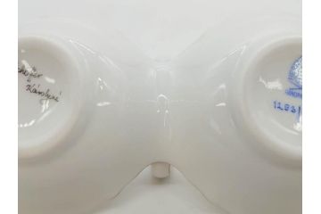 ヘレンド　ハンガリー　HEREND HVNGARY　「ロスチャイルド・バード」649/RO　「フルーツコンポジション」1253/CFR　「ヴィクトリア・ブーケ」　華やかな絵が美しいクリーマー・プレート・ジャム/マーマレード3点セット(金彩、鳥、蝶、花、果物、変形皿、洋食器)(R-078334)　　