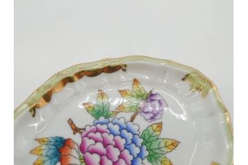 ヘレンド　ハンガリー　HEREND HVNGARY　「ロスチャイルド・バード」649/RO　「フルーツコンポジション」1253/CFR　「ヴィクトリア・ブーケ」　華やかな絵が美しいクリーマー・プレート・ジャム/マーマレード3点セット(金彩、鳥、蝶、花、果物、変形皿、洋食器)(R-078334)　　