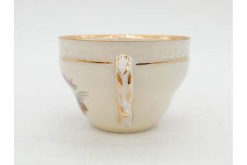 ドイツ　KPM (ベルリン王立磁器製陶所)　優雅な時間に浸れるカップ&ソーサー3客・プレート6枚セット(金彩、ゴールド、バラ、蝶、洋食器)(R-078335)