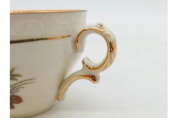 ドイツ　KPM (ベルリン王立磁器製陶所)　優雅な時間に浸れるカップ&ソーサー3客・プレート6枚セット(金彩、ゴールド、バラ、蝶、洋食器)(R-078335)