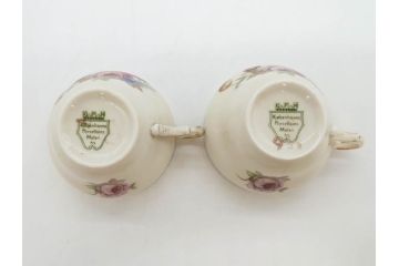 ドイツ　KPM (ベルリン王立磁器製陶所)　優雅な時間に浸れるカップ&ソーサー3客・プレート6枚セット(金彩、ゴールド、バラ、蝶、洋食器)(R-078335)