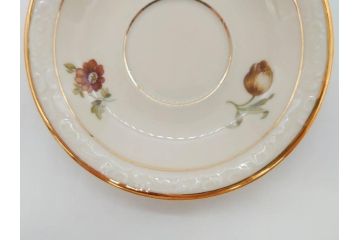 ドイツ　KPM (ベルリン王立磁器製陶所)　優雅な時間に浸れるカップ&ソーサー3客・プレート6枚セット(金彩、ゴールド、バラ、蝶、洋食器)(R-078335)