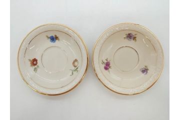 ドイツ　KPM (ベルリン王立磁器製陶所)　優雅な時間に浸れるカップ&ソーサー3客・プレート6枚セット(金彩、ゴールド、バラ、蝶、洋食器)(R-078335)
