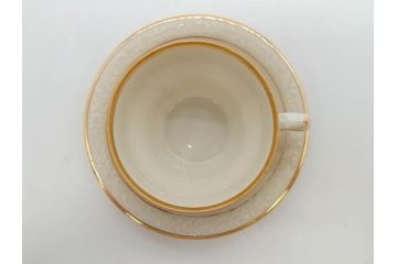 ドイツ　KPM (ベルリン王立磁器製陶所)　優雅な時間に浸れるカップ&ソーサー3客・プレート6枚セット(金彩、ゴールド、バラ、蝶、洋食器)(R-078335)