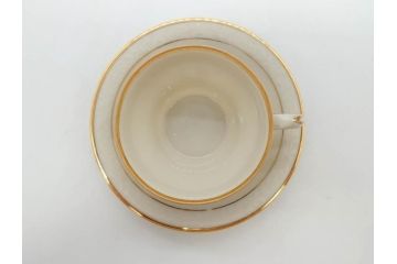 ドイツ　KPM (ベルリン王立磁器製陶所)　優雅な時間に浸れるカップ&ソーサー3客・プレート6枚セット(金彩、ゴールド、バラ、蝶、洋食器)(R-078335)
